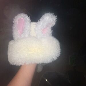 Fluffy White Bunny Ear Hat